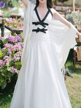 Load image into Gallery viewer, White Halter Neck Backless Vintage Dress