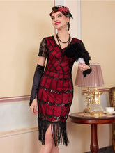 Load image into Gallery viewer, Women's 1920s Flapper Dress Gatsby Costume Sequined Fringed Cocktail Party Dress