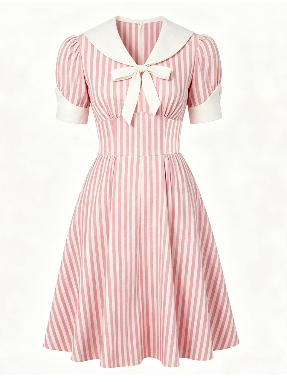 pink vertical striped dress Stripe Sailor Collar Vintage Dress, Pink / 2XL smocked bodice offers a Custom Formal Suits for Style: 12061628 Style:03960