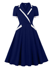 Load image into Gallery viewer, Wine Red V Neck 1950S Vintage Swing Dress With Pockets