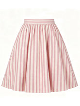 Load image into Gallery viewer, 1950S Pink Vertical Stripe  High Waist Pleated Swing Vintage Skirt