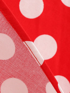 Red Polka Dots Short Sleeve 1950s Vintage Dress