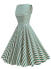 Load image into Gallery viewer, 1950s Vintage Stripe Sleeveless Retro Swing Dress