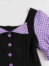 Load image into Gallery viewer, Audrey Hepburn Style Polka Dots 1950s Puff Sleeve Vintage Dress