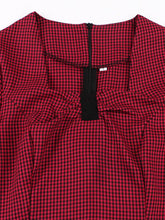 Load image into Gallery viewer, Audrey Hepburn Inspired Wine Red with Black Plaid Vintage Dress