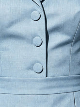 Load image into Gallery viewer, 1950s Light Blue Lapel Neck Button Front Swing Dress with Short Sleeves