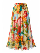 Load image into Gallery viewer, Colorful Tropical Floral One-Piece Swimwear with Tie Strap and Chiffon Maxi Skirt Set