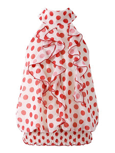 Red Polka Dots Halter 1950S Vintage Top