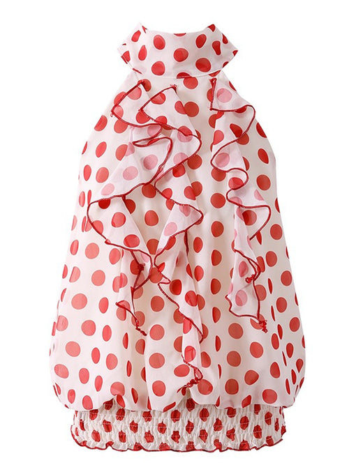 Red Polka Dots Halter 1950S Vintage Top