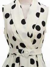 Load image into Gallery viewer, 1950s Vintage Audrey Hepburn Style White Polka Dots Swing Dress with Pockets