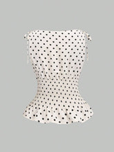 Load image into Gallery viewer, Vintage Polka Dot Satin Top with Bow Detail