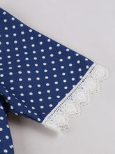 Load image into Gallery viewer, Vintage Lace Red V Neck Polka Dots 1950s Swing Dress