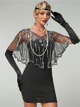 Load image into Gallery viewer, Women's 1920s Sequined Flapper Cape Gatsby Costume Mesh Shawl Wraps for Evening Dress