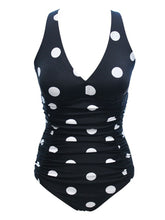 Load image into Gallery viewer, Women's One Piece Swimsuit Retro Polka Dot Bathing Suit V Neck Ruched Tummy Control Monokini
