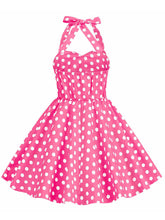 Load image into Gallery viewer, Kids Little Girls' Dress Bow Halter Polka Dots Sleeveless Cotton 1950S Vintage Dress