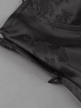 Load image into Gallery viewer, Red Floral Jacquard Slip Evening Dress with Asymmetrical Hem