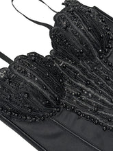 Load image into Gallery viewer, Pink Pearl Beaded Corset Top - Sequined Embroidery Spaghetti Strap Bustier