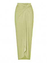 Load image into Gallery viewer, Mint Green Metallic Blossom Luxury Crisscross Back Shimmering  One-Piece Swimwear &amp; Draped Sarong Set