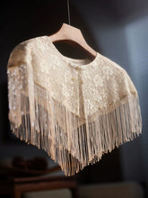 Load image into Gallery viewer, 1920s Flapper Cape Great Gatsby Costume Lace Shawl Fringe Tassel