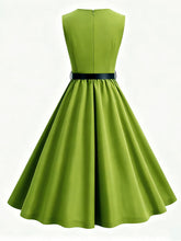 Load image into Gallery viewer, 1950s Vintage Lime Green Sleeveless Belted Swing Dress