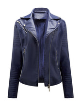 Load image into Gallery viewer, Women's Yellow PU Leather Motorcycle Coat with Zipper Pockets Moto Biker Jacket