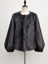 Load image into Gallery viewer, 1960s Vintage Collarless Faux Shearling Toggle Jacket - Retro Short Teddy Coat