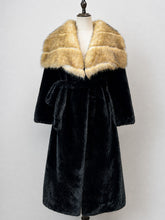 Load image into Gallery viewer, 1970s Vintage Cream Faux Fur Collar Belted Long Coat - Retro Winter Maxi Overcoat