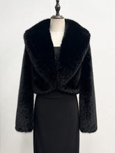 Load image into Gallery viewer, 1950s Vintage Cropped Faux Fur Evening Jacket - Retro Lapel Shrug Bolero