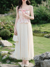 Load image into Gallery viewer, 2PS Pink Rose Spaghetti Strap 1950S Swing Victoria&#39;s Fairy Dress With Pink Cardigan