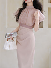 Load image into Gallery viewer, Pink Ruffles 1950S Vintage Bodycon Dress