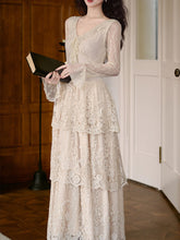 Load image into Gallery viewer, White V-Neck Lace Layered Vintage 1950S Swing Victoria's Fairy Dress