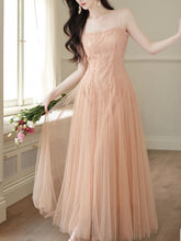 Load image into Gallery viewer, Balletcore Style Pink Mesh Flared Spaghetti Strap Maxi Dress