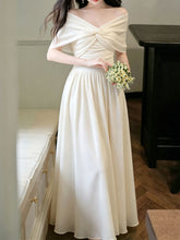 Load image into Gallery viewer, White Off Shoulder Sweetheart Vintage Wedding Maxi Dress