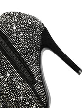 Load image into Gallery viewer, Black High Heel Pointed Toes Luxury Bling Rhinestone Boots Shoes