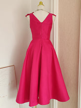 Load image into Gallery viewer, Rose Luxury Button V Neck High Waist Swing Party Dress With Pockets