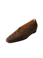 Load image into Gallery viewer, Women&#39;s Flat Heel Square Toe Rivet  Vintage Shoes