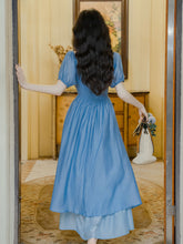 Load image into Gallery viewer, 1950S Vintage Blue Square Collar Swing Dress Inspired The Little Mermaid