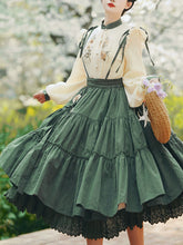 Load image into Gallery viewer, 2PS 1950S Embroidered Long Sleeve Shirt And Strappy Dress Suit