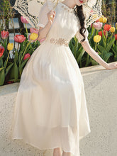 Load image into Gallery viewer, White Ruffles Collar Embroidered Puff Sleeve 1950S Vintage Dress