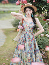 Load image into Gallery viewer, 2PS Ethereal Garden Party Floral Spaghetti Strap Dress with  Crochet Cover-Up