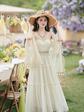 Load image into Gallery viewer, White Bohemian Embroidered Retro Maxi Dress 1970S Vintage Set