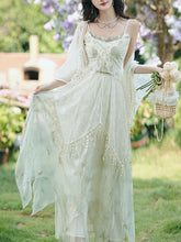 Load image into Gallery viewer, White Bohemian Retro Suspender Top Tassel Skirt 1970S Vintage Set