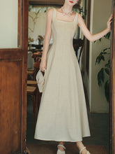 Load image into Gallery viewer, Apricot Linen Slip Dress with Crew Neck Coat