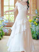 Load image into Gallery viewer, Off Shoulder Ruffle White Dress