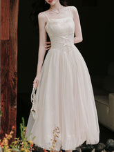 Load image into Gallery viewer, White Lace Tulle Spaghetti Strap Edwardian Victorian Vintage with Capelet