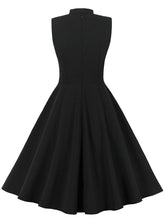 Load image into Gallery viewer, Black Semi Sheer Lace Embroidered Sleeveless 1950S Vintage Dress