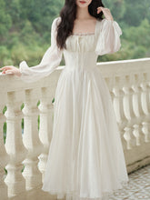Load image into Gallery viewer, White Lace Square Collar Long Sleeve 1950S Vintage Swing Dress
