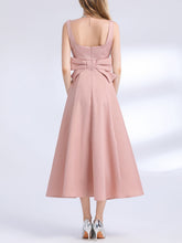 Load image into Gallery viewer, Red Satin V Neck Sleeveless Classic 1950S Vintage Sweet Party Dress