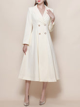 Load image into Gallery viewer, White Vintage Style Double Breasted Trench Dress Coat