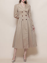 Load image into Gallery viewer, Khaki Vintage Style Double Breasted Trench Dress Coat